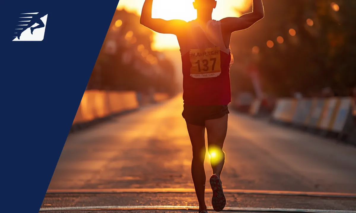 Neuer Marathon-Weltrekord: Unbekannter Asiate knackt mit neuer Technologie historische Marke Zieleinlauf Mann beim Laufen